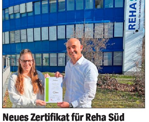 Neues Zertifikat für REHA SÜD